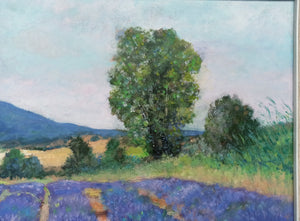Tuscany painting Biagio Chiesi painter "Lavender field" original Italian artwork Toscana