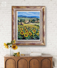 Load image into Gallery viewer, Tuscany painting Bruno Chirici painter &quot;Sunflowers carpet&quot; landscape Toscana artwork
