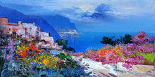 Load image into Gallery viewer, Amalfitan Coast painting,&quot;Road towards Amalfi&quot; by Mario Smeraglia,Italian painter,original Italy landscape (copia)
