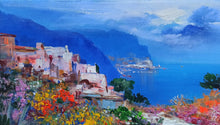 Load image into Gallery viewer, Amalfitan Coast painting,&quot;Road towards Amalfi&quot; by Mario Smeraglia,Italian painter,original Italy landscape (copia)
