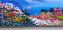 Load image into Gallery viewer, Amalfitan Coast painting,&quot;Road towards Amalfi&quot; by Mario Smeraglia,Italian painter,original Italy landscape (copia)
