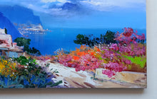 Load image into Gallery viewer, Amalfitan Coast painting,&quot;Road towards Amalfi&quot; by Mario Smeraglia,Italian painter,original Italy landscape (copia)
