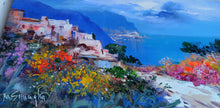 Load image into Gallery viewer, Amalfitan Coast painting,&quot;Road towards Amalfi&quot; by Mario Smeraglia,Italian painter,original Italy landscape (copia)
