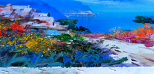 Load image into Gallery viewer, Amalfitan Coast painting,&quot;Road towards Amalfi&quot; by Mario Smeraglia,Italian painter,original Italy landscape (copia)
