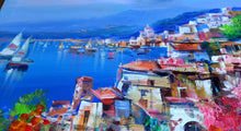 Load image into Gallery viewer, Amalfitan Coast painting ,by Mario Smeraglia &quot;Summer time&quot;, original,Italian seaside
