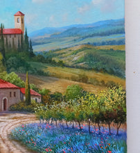 Load image into Gallery viewer, Tuscany painting landscape by Raimondo Pacini &quot;The lavender field &quot; Toscana artwork impressionist oil canvas
