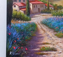 Load image into Gallery viewer, Tuscany painting landscape by Raimondo Pacini &quot;The lavender field &quot; Toscana artwork impressionist oil canvas
