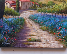 Load image into Gallery viewer, Tuscany painting landscape by Raimondo Pacini &quot;The lavender field &quot; Toscana artwork impressionist oil canvas
