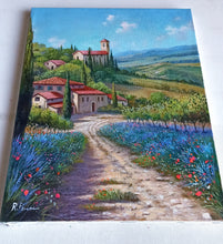 Load image into Gallery viewer, Tuscany painting landscape by Raimondo Pacini &quot;The lavender field &quot; Toscana artwork impressionist oil canvas
