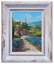 Load image into Gallery viewer, Tuscany painting landscape by Raimondo Pacini &quot;The lavender field &quot; Toscana artwork impressionist oil canvas
