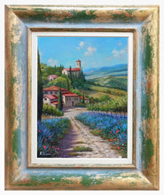 Load image into Gallery viewer, Tuscany painting landscape by Raimondo Pacini &quot;The lavender field &quot; Toscana artwork impressionist oil canvas
