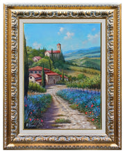 Load image into Gallery viewer, Tuscany painting landscape by Raimondo Pacini &quot;The lavender field &quot; Toscana artwork impressionist oil canvas
