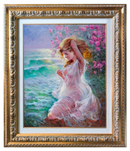 Load image into Gallery viewer, Italian painting Domenico Ronca painter &quot;Sensuality - Sea &amp; Roses&quot; oil canvas original Italian artwork
