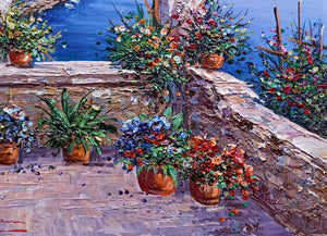 Amalfitan Coast painting by Domenico Caiazza "Window on Amalfi" oil canvas original