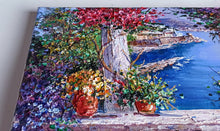 Load image into Gallery viewer, Amalfitan Coast painting by Domenico Caiazza &quot;Window on Amalfi&quot; oil canvas original
