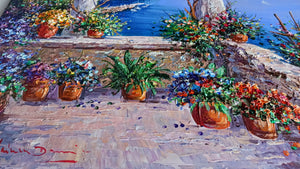 Amalfitan Coast painting by Domenico Caiazza "Window on Amalfi" oil canvas original