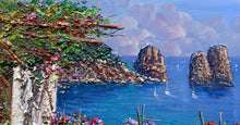 Load image into Gallery viewer, Capri painting by Domenico Caiazza &quot;Terrace with flowers&quot; oil canvas original
