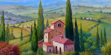 Load image into Gallery viewer, Tuscany painting landscape by Raimondo Pacini &quot;The wine valley&quot; Toscana artwork impressionist oil canvas
