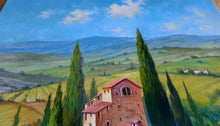 Load image into Gallery viewer, Tuscany painting landscape by Raimondo Pacini &quot;The wine valley&quot; Toscana artwork impressionist oil canvas
