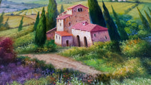 Load image into Gallery viewer, Tuscany painting landscape by Raimondo Pacini &quot;The wine valley&quot; Toscana artwork impressionist oil canvas
