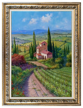 Load image into Gallery viewer, Tuscany painting landscape by Raimondo Pacini &quot;The wine valley&quot; Toscana artwork impressionist oil canvas
