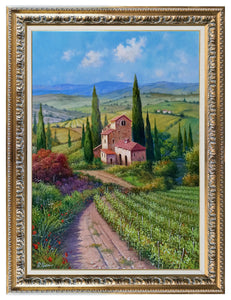 Tuscany painting landscape by Raimondo Pacini "The wine valley" Toscana artwork impressionist oil canvas