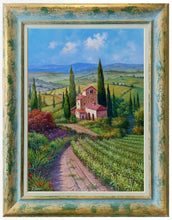 Load image into Gallery viewer, Tuscany painting landscape by Raimondo Pacini &quot;The wine valley&quot; Toscana artwork impressionist oil canvas
