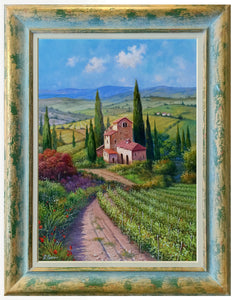 Tuscany painting landscape by Raimondo Pacini "The wine valley" Toscana artwork impressionist oil canvas