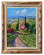 Load image into Gallery viewer, Tuscany painting landscape by Raimondo Pacini &quot;The wine valley&quot; Toscana artwork impressionist oil canvas
