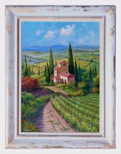 Load image into Gallery viewer, Tuscany painting landscape by Raimondo Pacini &quot;The wine valley&quot; Toscana artwork impressionist oil canvas
