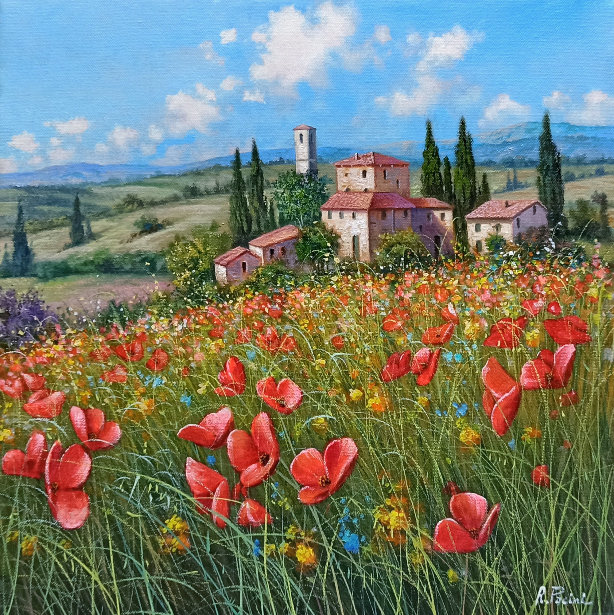 Tuscany painting by Raimondo Pacini 