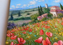 Load image into Gallery viewer, Tuscany painting by Raimondo Pacini &quot;Hill with vineyard&quot; Toscana artwork landscape oil canvas
