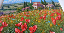 Load image into Gallery viewer, Tuscany painting by Raimondo Pacini &quot;Hill with vineyard&quot; Toscana artwork landscape oil canvas
