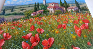 Tuscany painting by Raimondo Pacini "Hill with vineyard" Toscana artwork landscape oil canvas