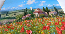 Load image into Gallery viewer, Tuscany painting by Raimondo Pacini &quot;Hill with vineyard&quot; Toscana artwork landscape oil canvas
