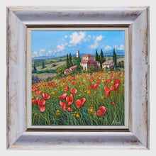 Load image into Gallery viewer, Tuscany painting by Raimondo Pacini &quot;Hill with vineyard&quot; Toscana artwork landscape oil canvas
