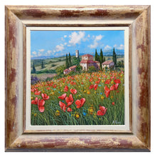 Load image into Gallery viewer, Tuscany painting by Raimondo Pacini &quot;Hill with vineyard&quot; Toscana artwork landscape oil canvas
