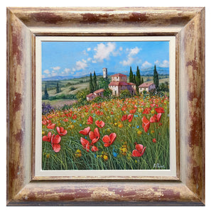 Tuscany painting by Raimondo Pacini "Hill with vineyard" Toscana artwork landscape oil canvas