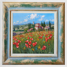 Load image into Gallery viewer, Tuscany painting by Raimondo Pacini &quot;Hill with vineyard&quot; Toscana artwork landscape oil canvas
