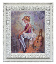 Load image into Gallery viewer, Italian painting Domenico Ronca painter &quot;Ballet dancer &amp; Guitar&quot; little version ballerina oil original artwork

