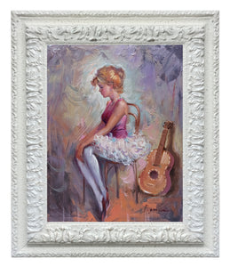 Italian painting Domenico Ronca painter "Ballet dancer & Guitar" little version ballerina oil original artwork