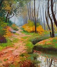 Load image into Gallery viewer, Woods painting by Andrea Borella painter &quot;Autumn underbrush&quot; impressionist original artwork Italy
