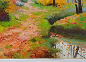 Woods painting by Andrea Borella painter "Autumn underbrush" impressionist original artwork Italy