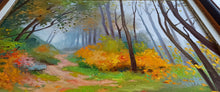 Load image into Gallery viewer, Woods painting by Andrea Borella painter &quot;Autumn underbrush&quot; impressionist original artwork Italy
