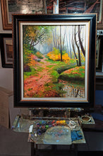 Load image into Gallery viewer, Woods painting by Andrea Borella painter &quot;Autumn underbrush&quot; impressionist original artwork Italy
