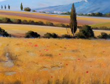 Load image into Gallery viewer, Tuscany painting,Italian painter Andrea Borella &quot;Summer countryside - June&quot; original oil landscape artwork Italy
