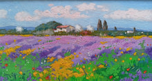 Load image into Gallery viewer, Tuscany painting landscape by Andrea Borella painter &quot;Bloomed field&quot; original impressionist artwork Italy
