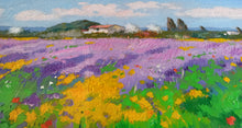 Load image into Gallery viewer, Tuscany painting landscape by Andrea Borella painter &quot;Bloomed field&quot; original impressionist artwork Italy
