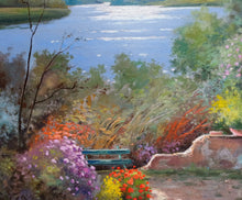 Load image into Gallery viewer, Italian painting Andrea Borella painter &quot;Afternoon on the lake&quot; landscape original oil artwork Italy

