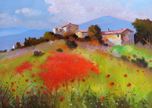 Load image into Gallery viewer, Tuscany painting Andrea Borella painter &quot;Old country houses&quot; landscape original canvas artwork Italy
